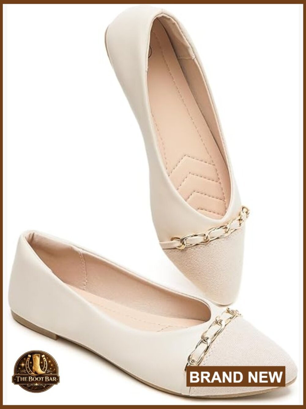 Pointed Toe Ballet Flats with Memory Foam Insole, Faux Leather, Dress Shoes